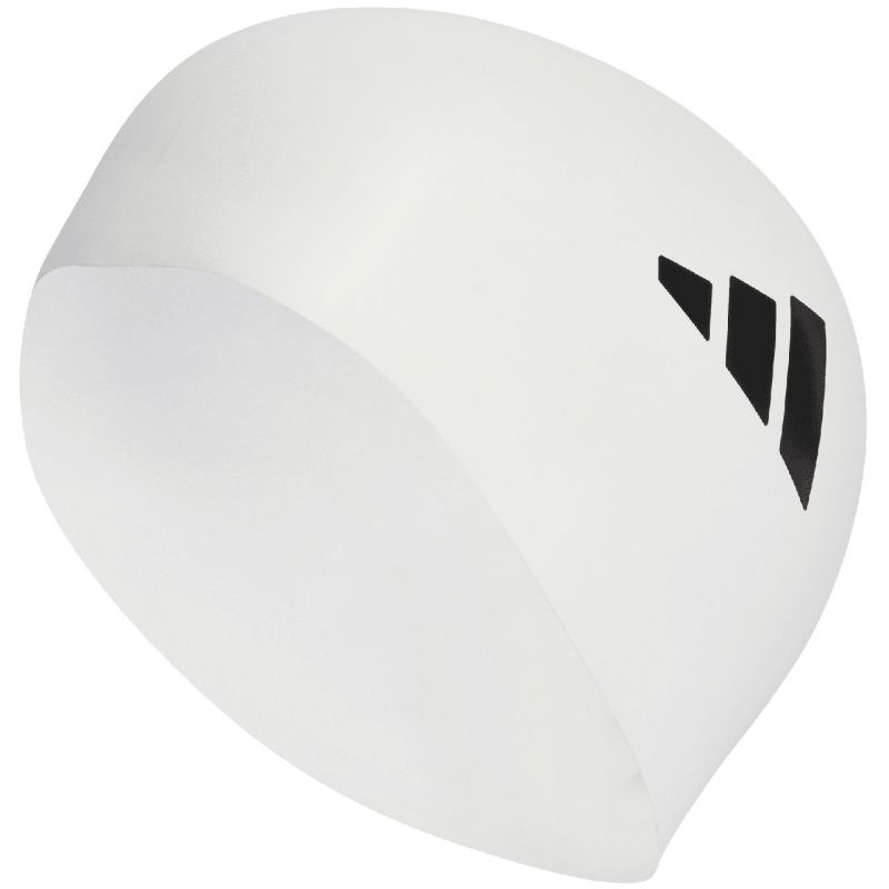 Adidas 3-Stripes Swimming Cap IU1902 - Molded Silicone, Tear-Resistant, White