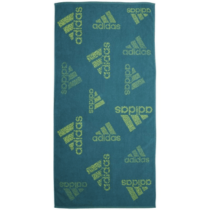 Adidas turquoise sports towel IA7056, 100% cotton, featuring iconic logo, perfect for outdoor adventures and travel.