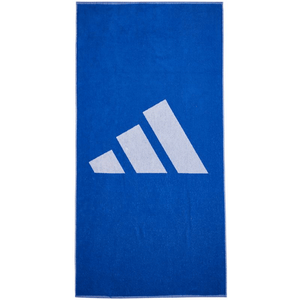 Adidas 3BAR L Towel in blue with white logo, ideal for outdoor activities, sports, and travel, measuring 70x140 cm.