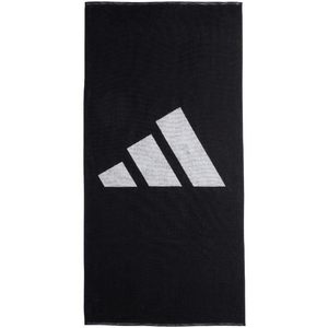 Adidas 3BAR L Towel in black with white logo, perfect for outdoor sports, travel, and relaxation. Soft, high-quality cotton.