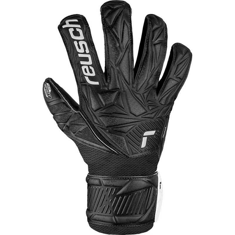 Reusch Attrakt Infinity Jr Goalkeeper Gloves - Black, Durable & Breathable Junior Soccer Gloves with Superior Grip and Shock Absorption