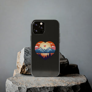 Funda para teléfono con diseño de amor en la montaña