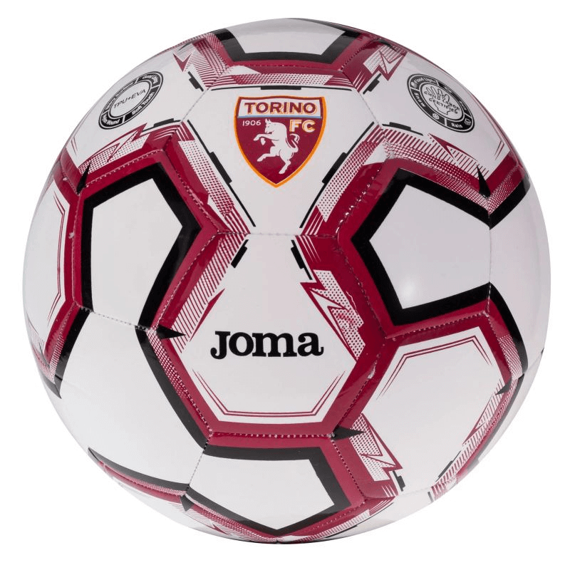 Joma Torino FC Replica Football - Durable, Machine-Sewn, Ideal for Natural Turf Play - White/Red