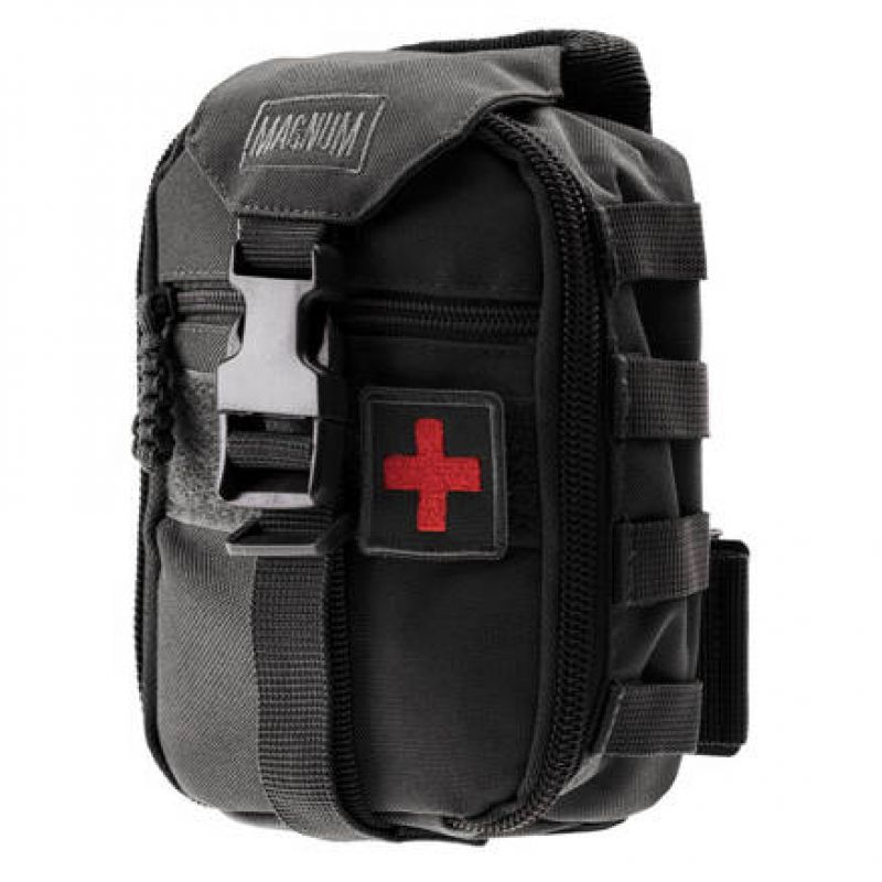 Magnum Med First Aid Kit - Portable & Versatile Medical Organizer with MOLLE System, Black