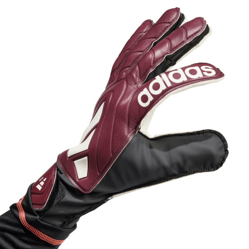 Adidas Copa Club Goalkeeper Gloves in burgundy, designed for sports training and outdoor adventures.