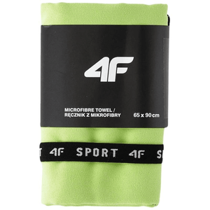 Quick-drying green microfiber towel 4F U037, 65x90 cm, ideal for travel, gym, and outdoor adventures.