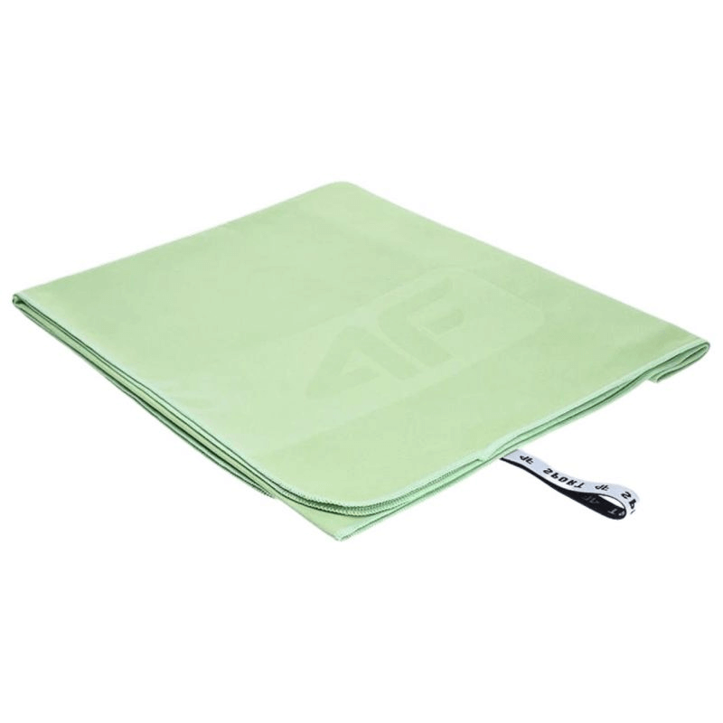 Quick-drying green microfiber towel, lightweight and compact, ideal for travel, gym, pool, and outdoor adventures.