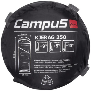 Campus Kjerag 250 Right Sleeping Bag - Mummy Cut, Temperature Range -9°C to +10°C