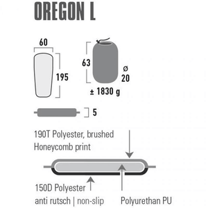 High Peak Oregon Self-Inflating Camping Mat - 195x60x5cm | Durable & Comfortable Outdoor Sleep Solution