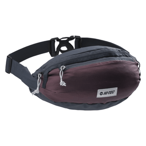 Hi-Tec Sequa Waterproof Waist Bag in gray and burgundy, ideal for outdoor adventures, travel, and daily use.