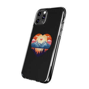 Funda para teléfono con diseño de amor en la montaña