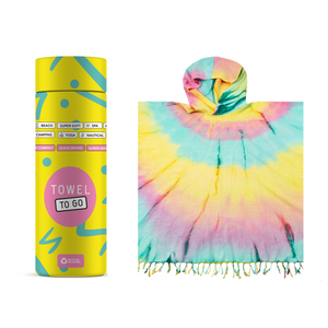 Vibrant Tie Dye Hooded Beach Poncho - Pink & Green | Eco-Friendly Gift Box Included