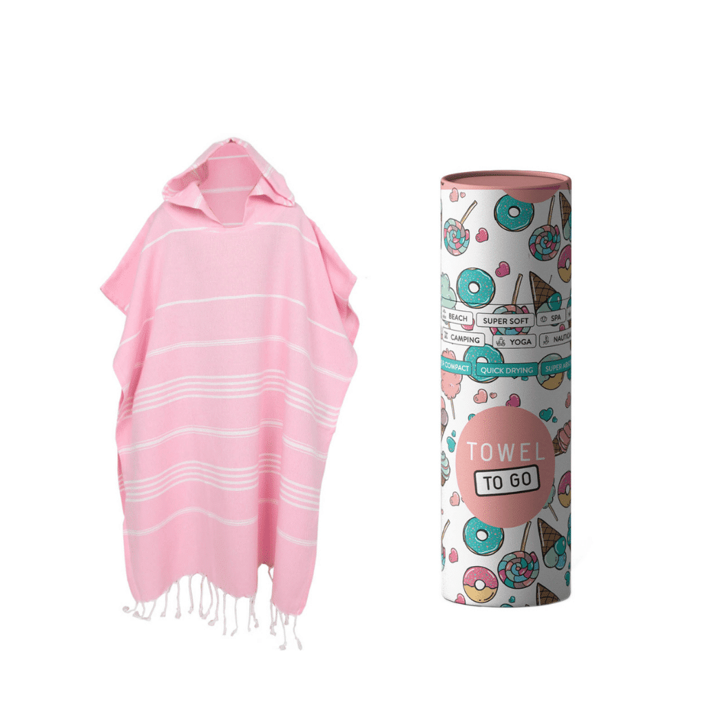 Ipanema Kids Poncho Towel with Gift Box - Pink, Soft & Absorbent 100% Cotton for Little Adventurers