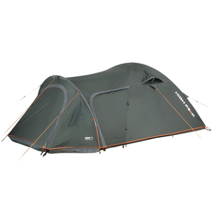 High Peak Kira 3.1 tent in green, designed for 3 people, waterproof, featuring dual entrances for outdoor adventures.