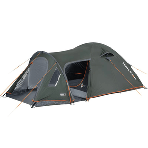 High Peak Kira 4.1 Tent for outdoor adventures, waterproof and UV protected, designed for 4 people, featuring dual entrances.