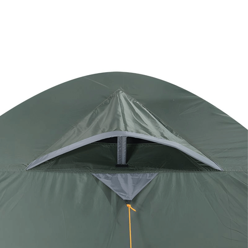 View of the High Peak Kira 4.1 Tent's top ventilation opening for enhanced airflow during outdoor adventures.