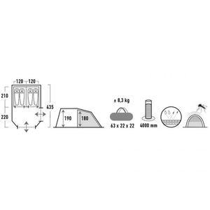 High Peak Ancona 4.0 Tent specifications with dimensions, weight, and features for camping adventures.