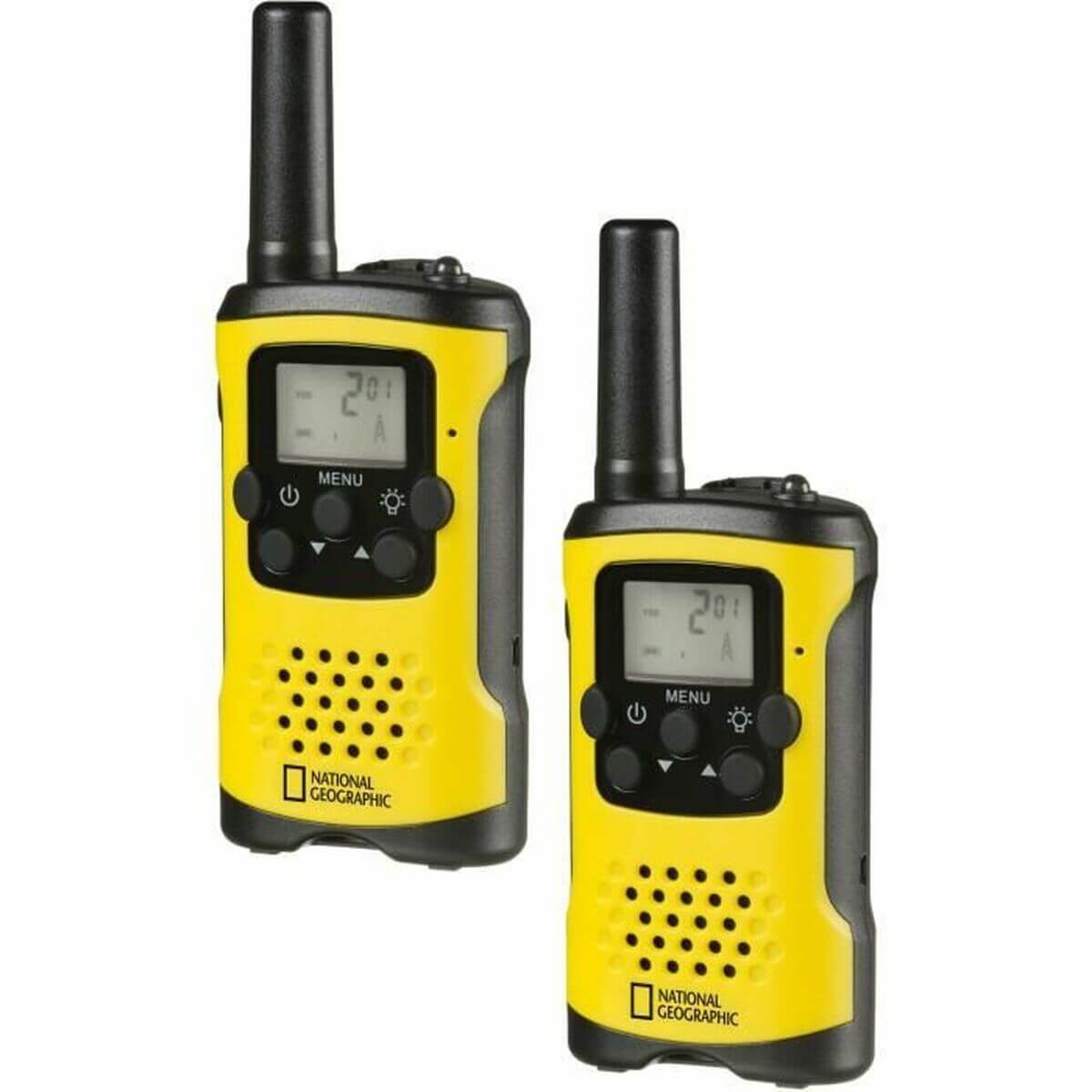 Walkie-Talkies by National Geographic in yellow, ideal for outdoor adventures and camping.