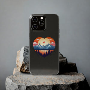 Funda para teléfono con diseño de amor en la montaña