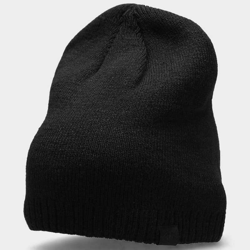 4F Men's Black Winter Hat H4Z22-CAM002 - Stylish & Warm Acrylic Cap for Cold Weather