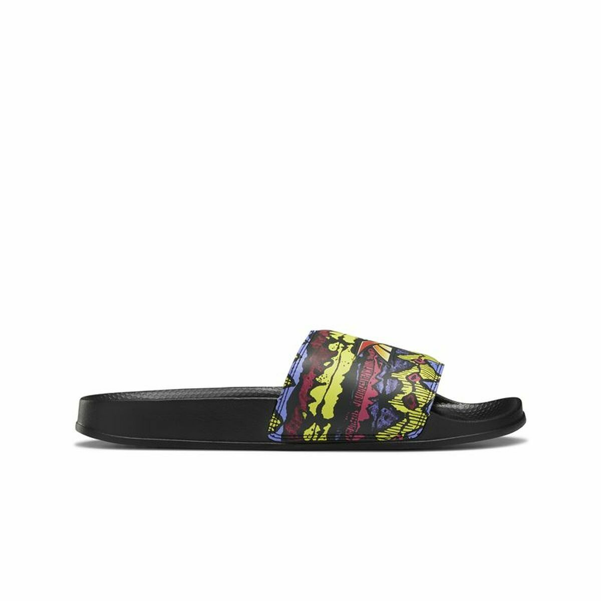 Men's Reebok Classic BK Street Fighter flip flops in black and colorful design, ideal for outdoor adventures and summer fun.