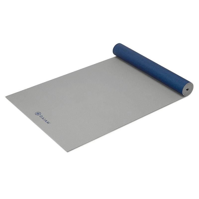 Double-sided Yoga Mat by GAIAM - Icy Frost, 6mm Thickness for Superior Comfort and Stability