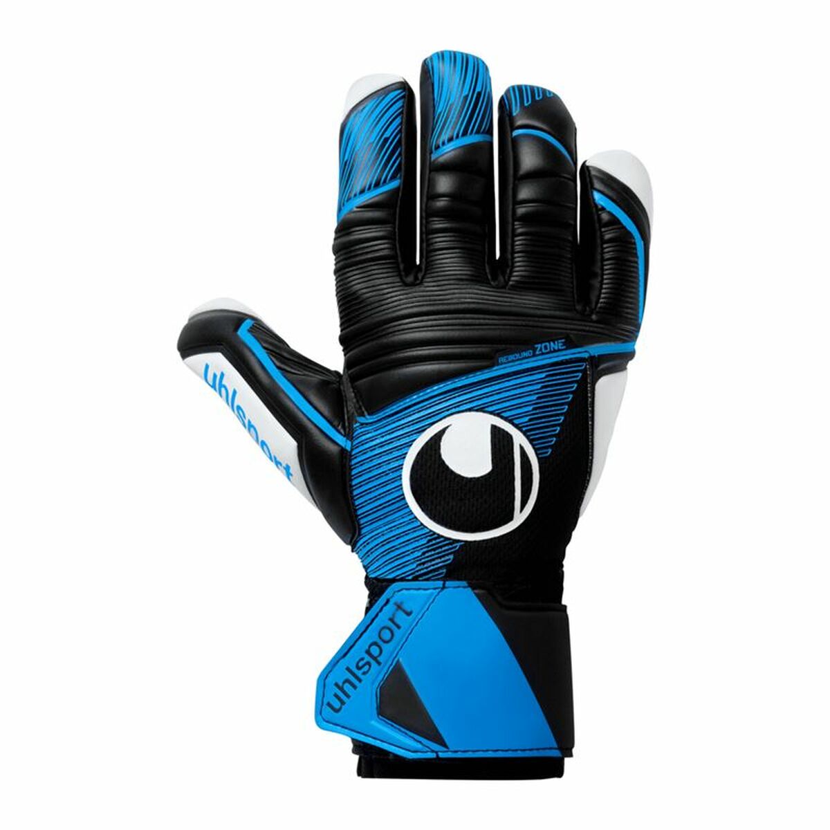 Uhlsport Soft Hn Blue goalkeeper gloves for adults, ideal for outdoor sports and camping adventures.