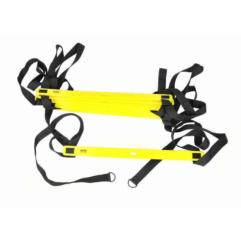 Power BB 2403 Speed Training Ladder with yellow rungs and black straps for agility training in outdoor sports and adventures.