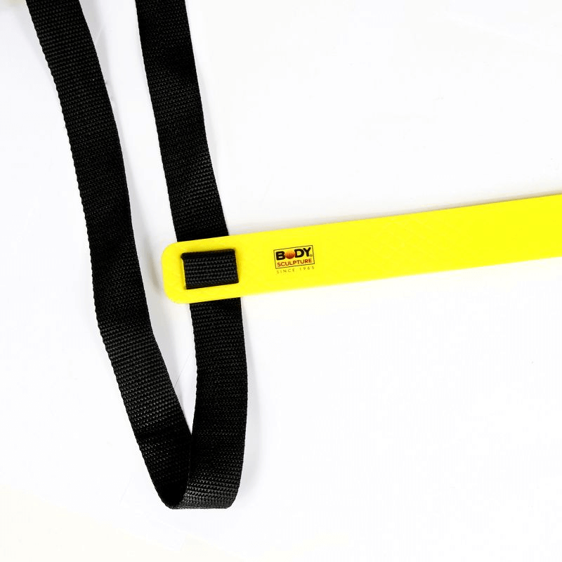 Power BB 2403 Speed Training Ladder featuring a bright yellow rung and adjustable black straps for outdoor agility training.