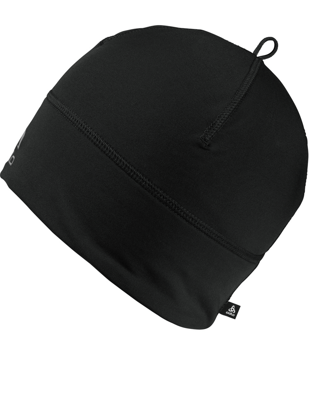 ODLO men's black beanie hat, perfect for outdoor sports and adventures in comfort and style.