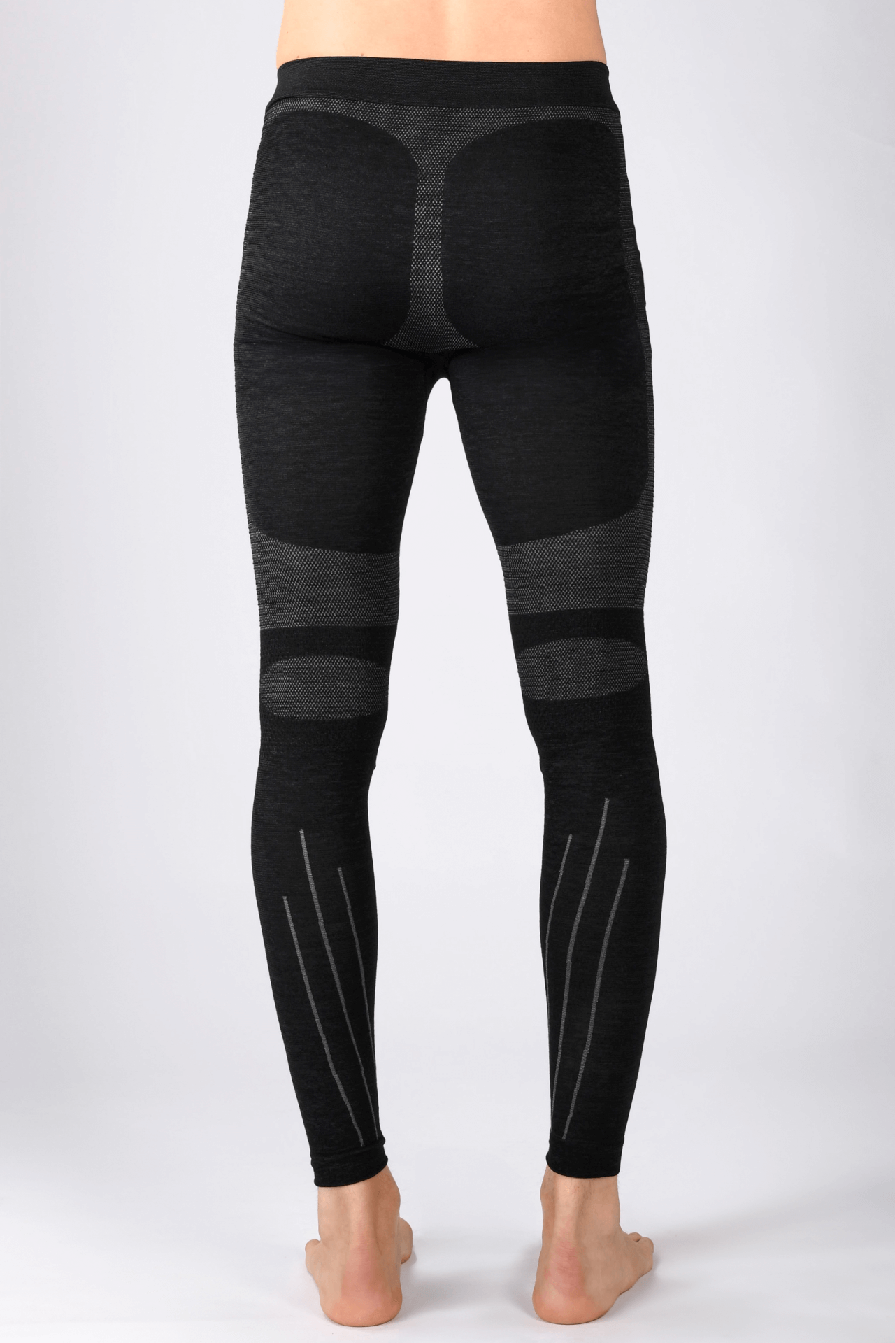 Men's thermal sports pants in black, designed for outdoor activities and winter sports, showcasing a sleek back view.