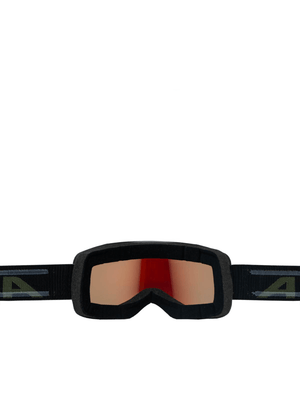 ALPINA trendy protective goggles with red lens and black strap, perfect for outdoor sports and adventures.