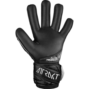 Reusch Attrakt Infinity NC Jr goalkeeper gloves, designed for junior sports adventure, featuring premium grip and padded protection.