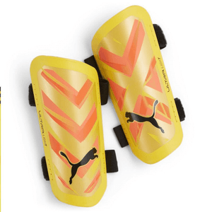 Puma Ultra Light Strap Shin Guards - Orange, Impact Absorbing, Velcro Fastened