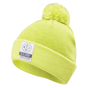 Bejo Kese KDB Jr Winter Beanie for boys in bright green with pompom, perfect for outdoor adventures and sports.