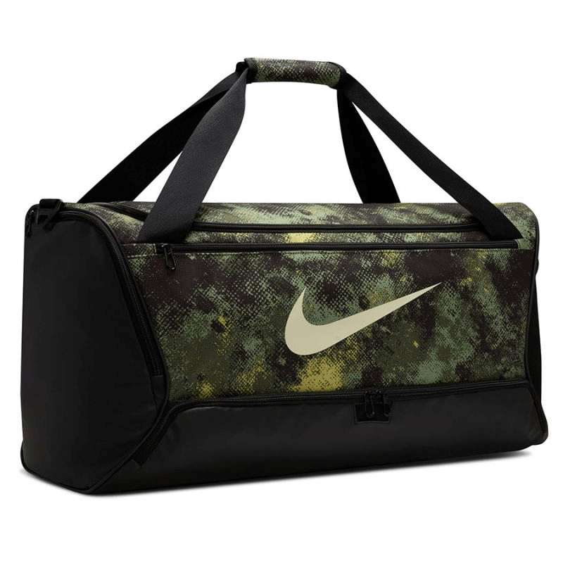 Nike Brasilia FZ2585-386 bag in camouflage design, perfect for outdoor sports and travel adventures.