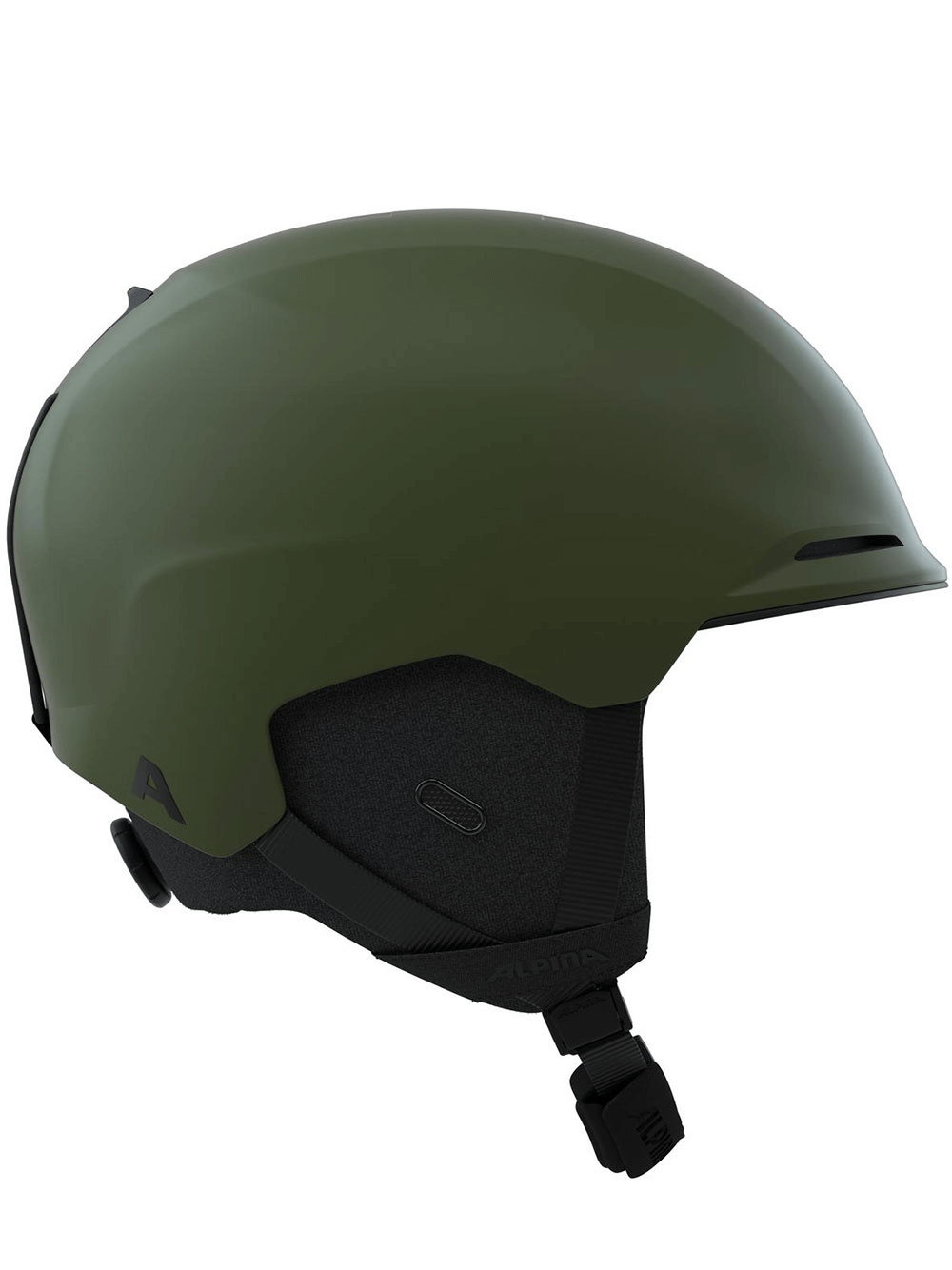 ALPINA trendy professional ski helmet in green, featuring high-density hard material and adjustable straps for outdoor sports.