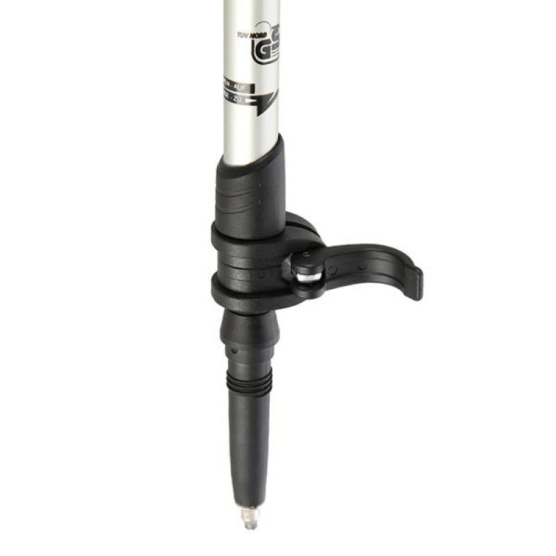 Close-up of the adjustable locking mechanism on the Nordic Walking Nils Extreme CARBON NW106 poles, designed for secure length adjustment.