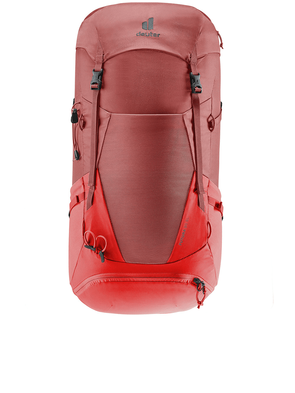 DEUTER modern fashion lightweight adjustable strap casual outdoor sports travel backpack in red, ideal for adventures and travel.