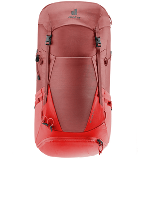 DEUTER modern fashion lightweight adjustable strap casual outdoor sports travel backpack in red, ideal for adventures and travel.