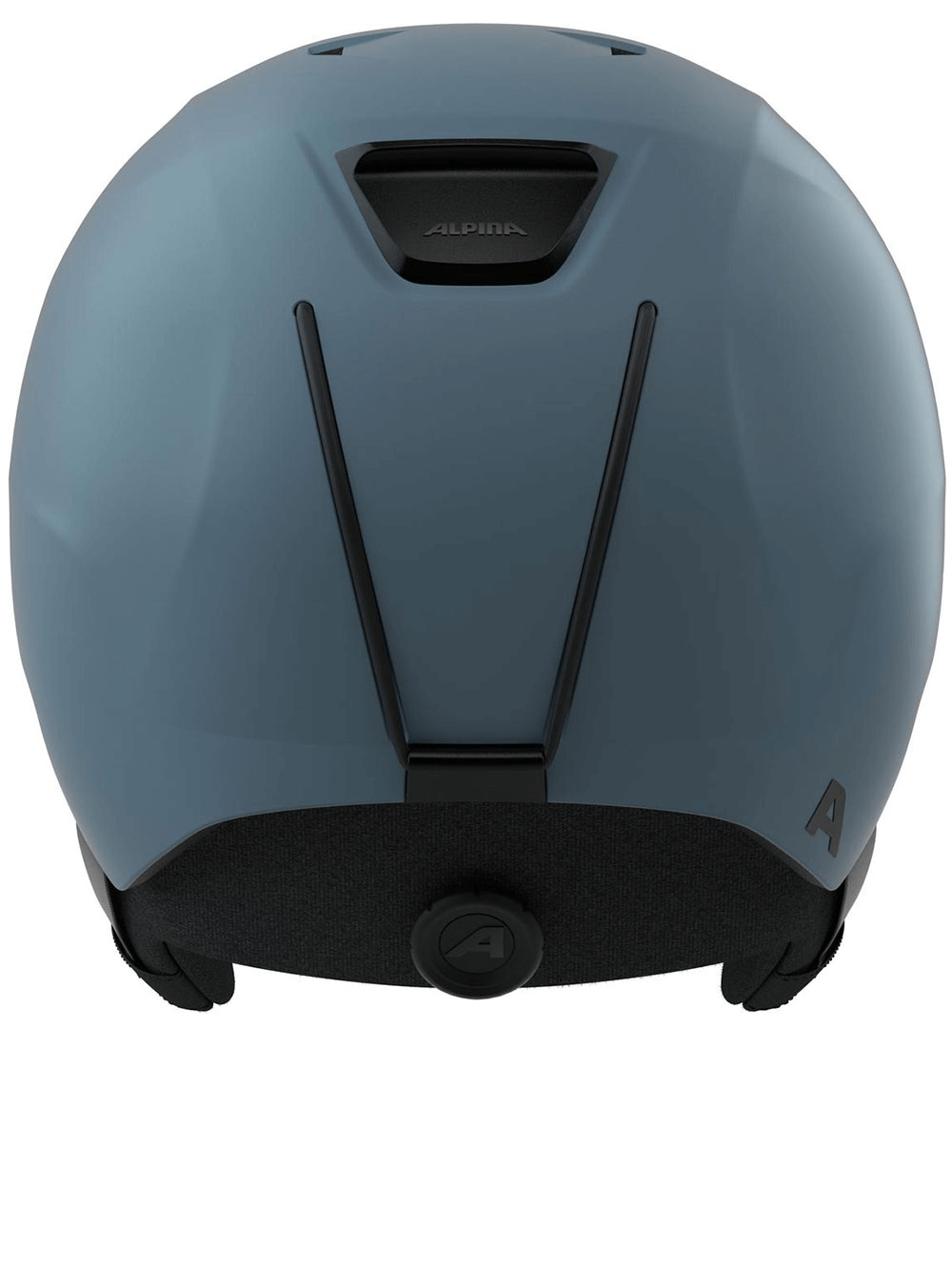 Back view of the ALPINA trendy hard-shell outdoor sports helmet in blue, showcasing its sleek design and adjustable features.