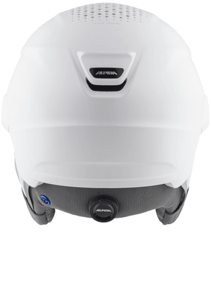 ALPINA trendy ski helmet in white, showcasing its stylish design and durable construction for winter outdoor sports.