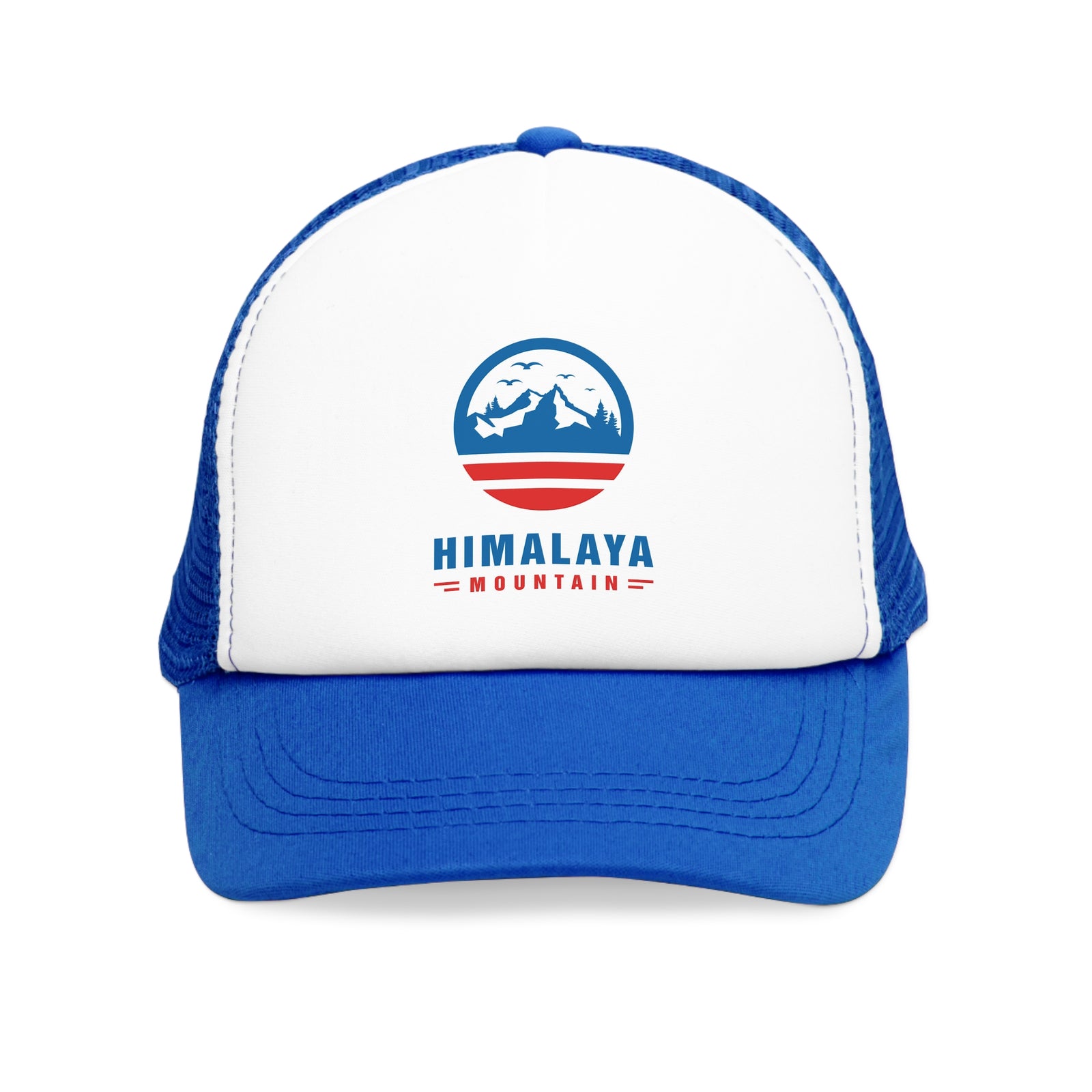 Himalaya Mountain mesh cap in blue, perfect for outdoor adventures and camping. Durable and stylish design.