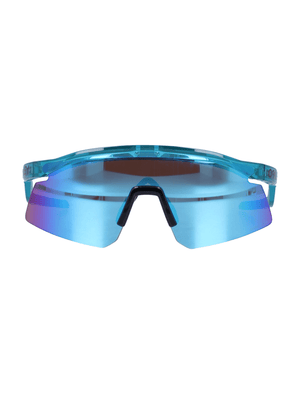 OAKLEY men's stylish semi-rimless sports sunglasses with blue lenses, perfect for outdoor adventures and travel.