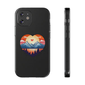 Funda para teléfono con diseño de amor en la montaña