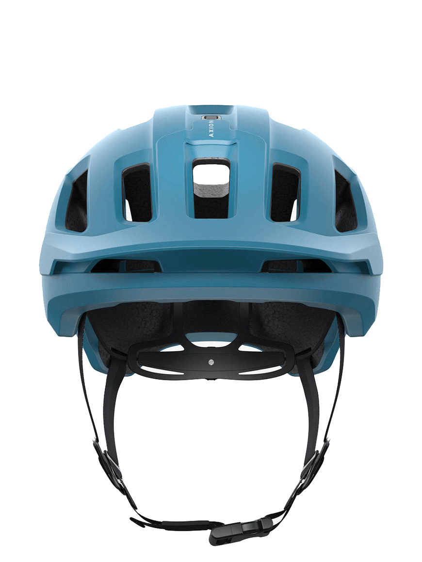 POC trendy professional outdoor sports helmet in blue, ideal for cycling and adventure, featuring adjustable straps for safety.