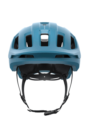 POC trendy protective outdoor sports helmet in blue, featuring adjustable straps for safety during outdoor adventures.