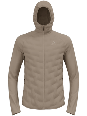 ODLO men's elastic outdoor jacket in beige, perfect blend of comfort and style for sports and adventure activities.