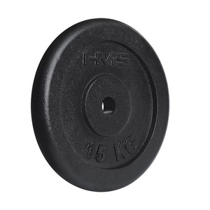 HMS Disco de pesas de hierro fundido negro de 15 kg | Agujero de 31 mm | Ideal para entrenamiento de fuerza y ejercicios de gimnasio en casa