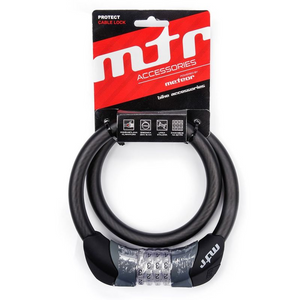 Meteor Protect 31525 Candado para bicicleta - Cable de acero de alta seguridad, candado con cifrado retroiluminado, protección antirrobo para bicicleta de 80 cm